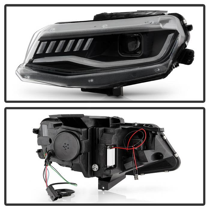 Spyder Chevy Camaro 16-18 Halogen Model Full LED Headlights Black PRO-YD-CCAM16HALAP-SEQ-BK 5087317