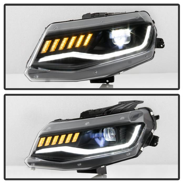 Spyder Chevy Camaro 16-18 Halogen Model Full LED Headlights Black PRO-YD-CCAM16HALAP-SEQ-BK 5087317