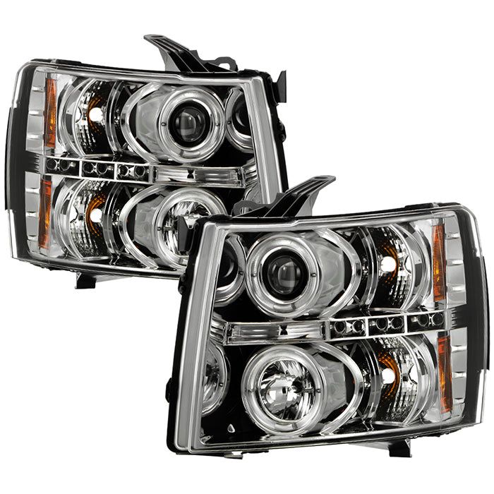 Spyder Chevy Silverado 1500 07-13 Projector Headlights LED Halo LED Chrm PRO-YD-CS07-HL-C 5009500