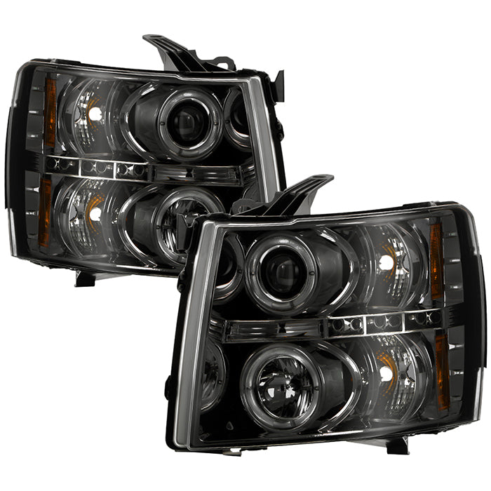 Spyder Chevy Silverado 1500 07-13 Projector Headlights LED Halo LED Smke PRO-YD-CS07-HL-SM 5009517