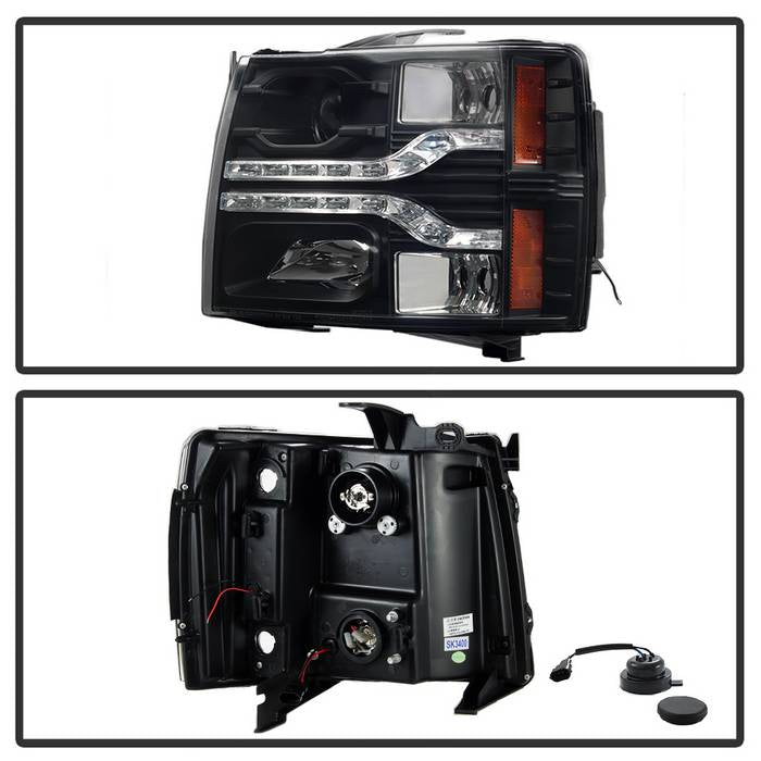Spyder Chevy Silverado 1500 07-13 V2 Projector Headlights - LED DRL - Black PRO-YD-CS07V2-DRL-BK 5083524