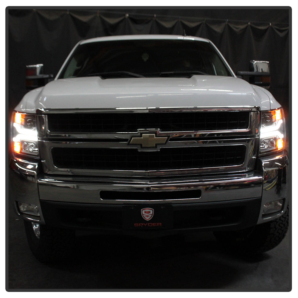 Spyder Chevy Silverado 1500 07-13 Version 3 Projector Headlights - Black PRO-YD-CS07V3-LBDRL-BK 5083609