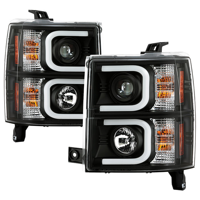 Spyder Chevy Silverado 1500 14-16 Projector Headlights Light Bar DRL Blk PRO-YD-CS14-LBDRL-BK 5079473