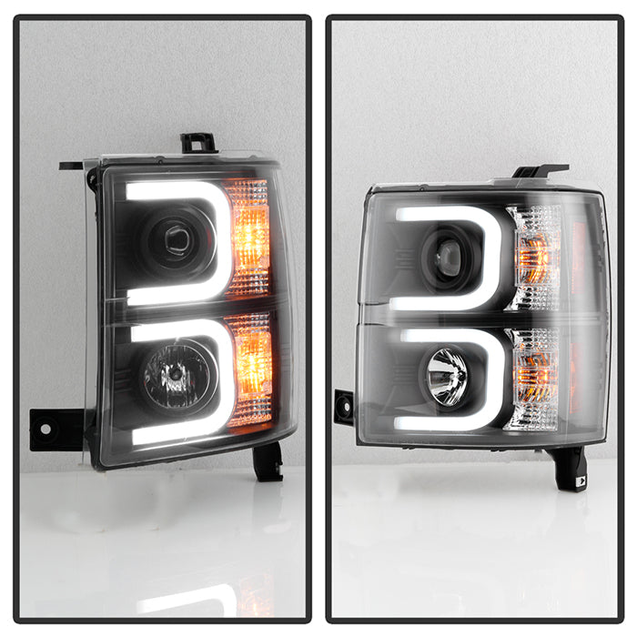 Spyder Chevy Silverado 1500 14-16 Projector Headlights Light Bar DRL Blk PRO-YD-CS14-LBDRL-BK 5079473