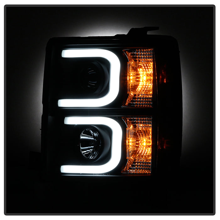 Spyder Chevy Silverado 1500 14-16 Projector Headlights Light Bar DRL Blk PRO-YD-CS14-LBDRL-BK 5079473
