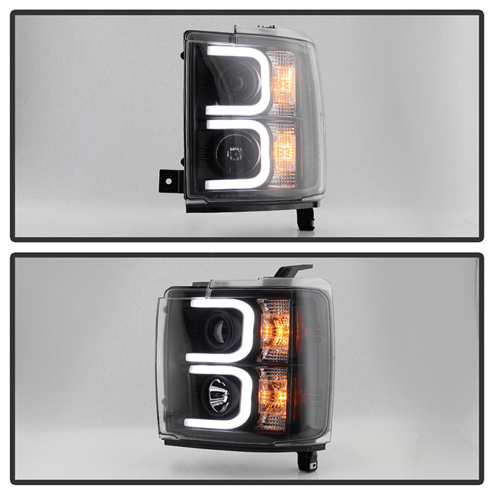 Spyder Chevy Silverado 2014-16 2500 HD Projector Headlights Light Bar DRL Blk PRO-YD-CSHD14-LBDRL-BK 5081032