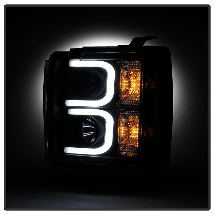 Spyder Chevy Silverado 2014-16 2500 HD Projector Headlights Light Bar DRL Blk PRO-YD-CSHD14-LBDRL-BK 5081032