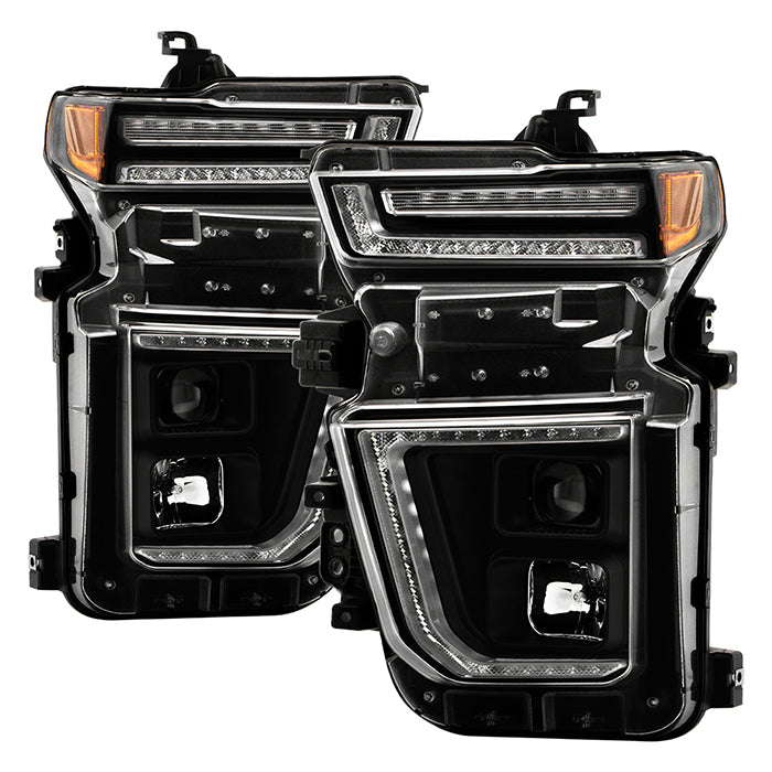 SPYDER 20-23 Chevy Silverado 2500/3500 Proj Headlights - LED DRL - Black PRO-YD-CSHD20SI-SEQ-BK 5088796
