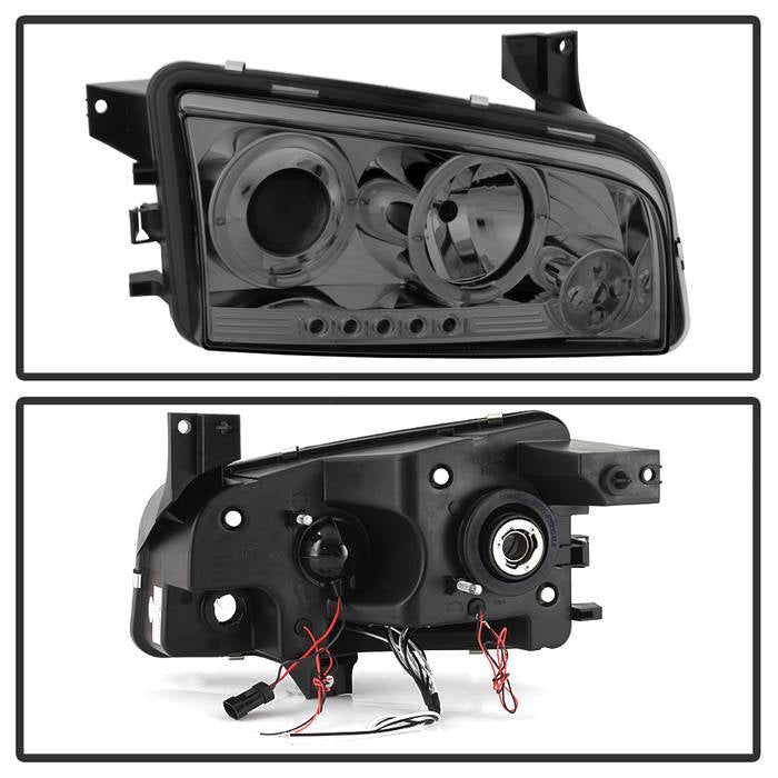 Spyder Dodge Charger 06-10 Projector Headlights Halogen Only - LED Halo LED Smke PRO-YD-DCH05-LED-SM 5009753