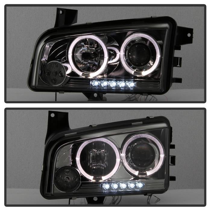 Spyder Dodge Charger 06-10 Projector Headlights Halogen Only - LED Halo LED Smke PRO-YD-DCH05-LED-SM 5009753