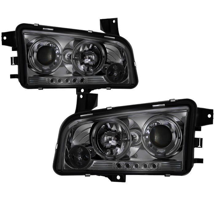 Spyder Dodge Charger 06-10 Projector Headlights Halogen Only - LED Halo LED Smke PRO-YD-DCH05-LED-SM 5009753