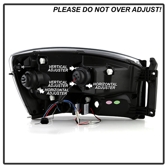 SPYDER 06-08 Dodge Ram 1500 LED Headlights - Black PRO-YD-DR06PL-BK 5088178