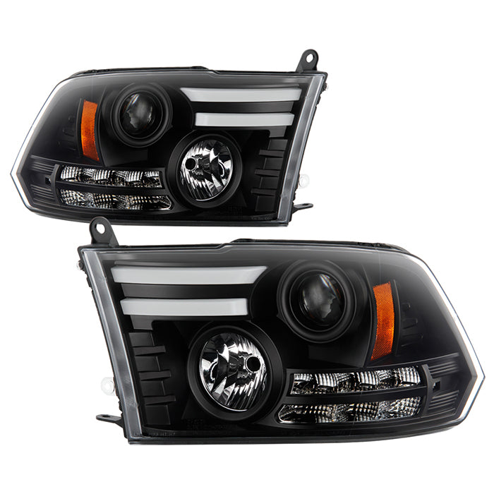 Spyder Dodge Ram 09-12 Projector Headlights Light Bar DRL Black PRO-YD-DR09-LBDRL-BK 5081001