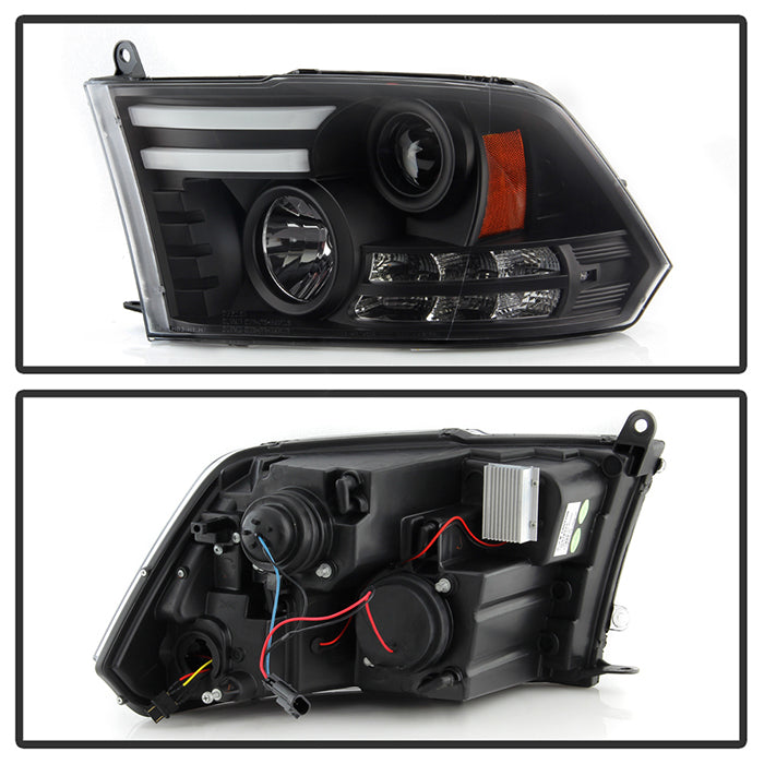 Spyder Dodge Ram 09-12 Projector Headlights Light Bar DRL Black PRO-YD-DR09-LBDRL-BK 5081001