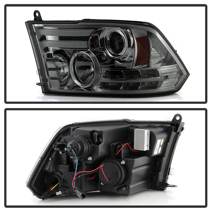 Spyder Dodge Ram 09-12 Projector Headlights Light Bar DRL Smoke PRO-YD-DR09-LBDRL-SM 5081742