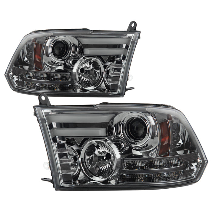 Spyder Dodge Ram 13-15 Projector Headlights Light Bar DRL Smoke PRO-YD-DR13-LBDRL-SM 5081735