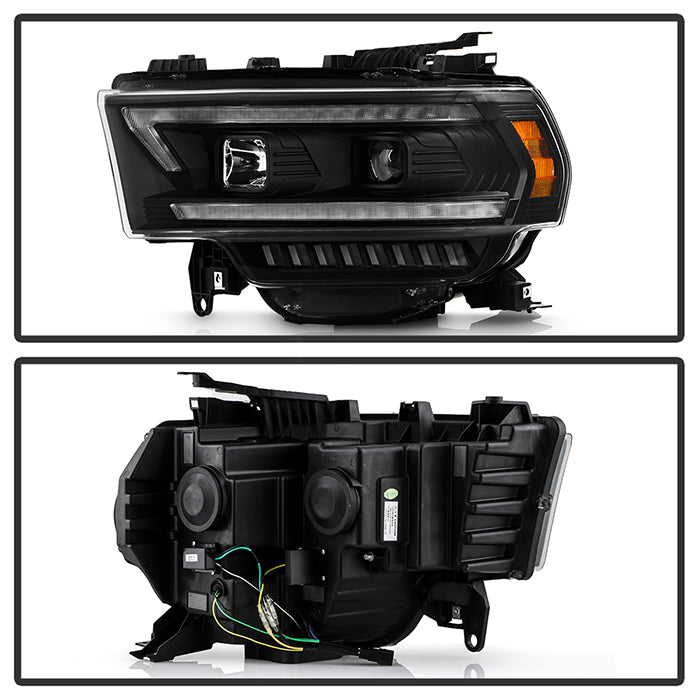 SPYDER 19-22 Dodge Ram 2500 (Halogen Only) Projector Headlights - Black PRO-YD-DR19HDHALSI-SEQ-BK 5088611
