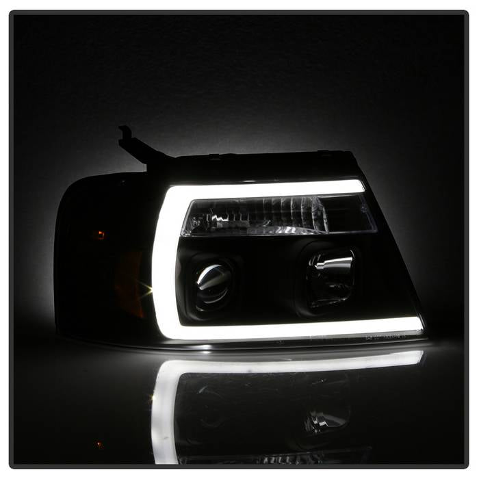 Spyder 04-08 Ford F-150 Projector Headlights - Light Bar DRL - Black PRO-YD-FF15004V2-LB-BK 5084484