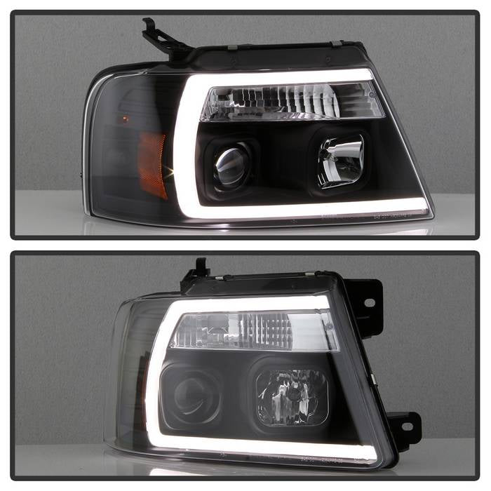 Spyder 04-08 Ford F-150 Projector Headlights - Light Bar DRL - Black PRO-YD-FF15004V2-LB-BK 5084484