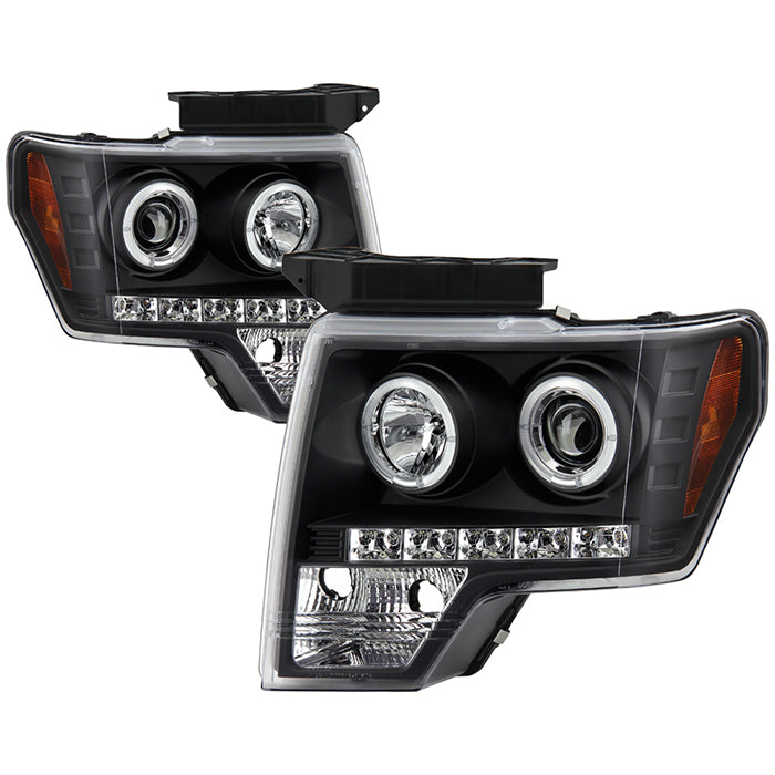 Spyder Ford F150 09-14 Projector Headlights Halogen Model- LED Halo LED Blk PRO-YD-FF15009-HL-BK 5010230