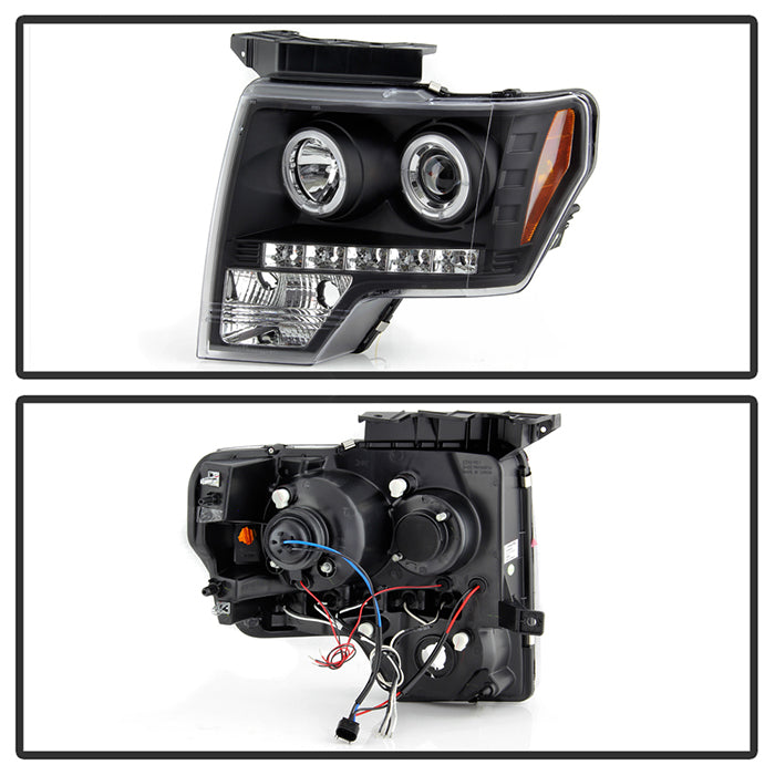 Spyder Ford F150 09-14 Projector Headlights Halogen Model- LED Halo LED Blk PRO-YD-FF15009-HL-BK 5010230