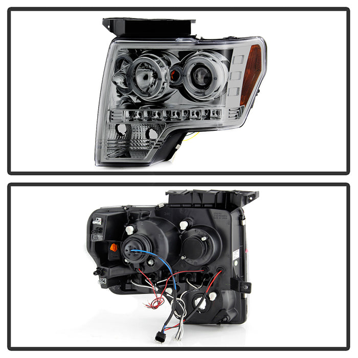 Spyder Ford F150 09-14 Projector Headlights Halogen Model- LED Halo LED Smke PRO-YD-FF15009-HL-SM 5010254