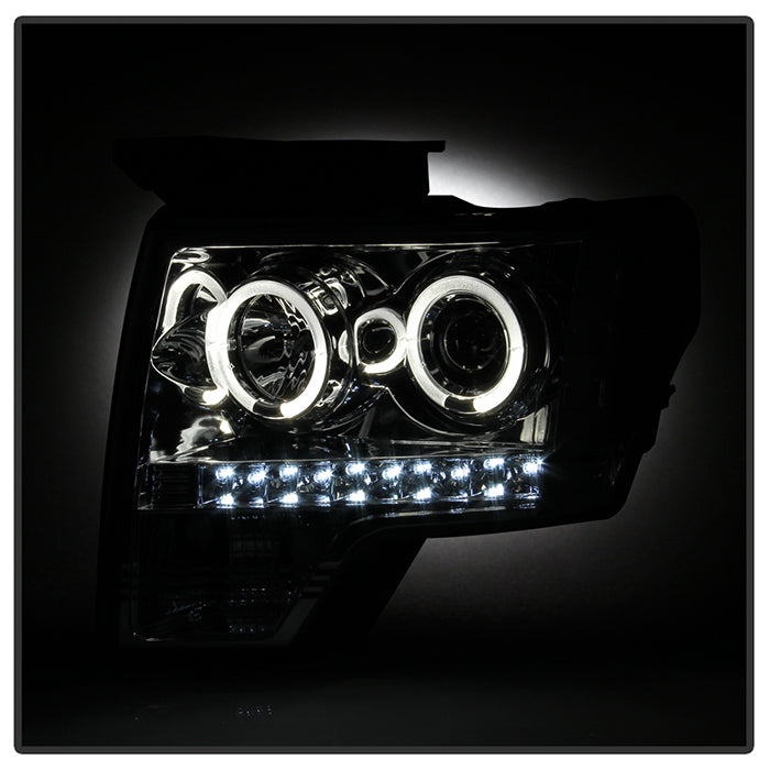 Spyder Ford F150 09-14 Projector Headlights Halogen Model- LED Halo LED Smke PRO-YD-FF15009-HL-SM 5010254