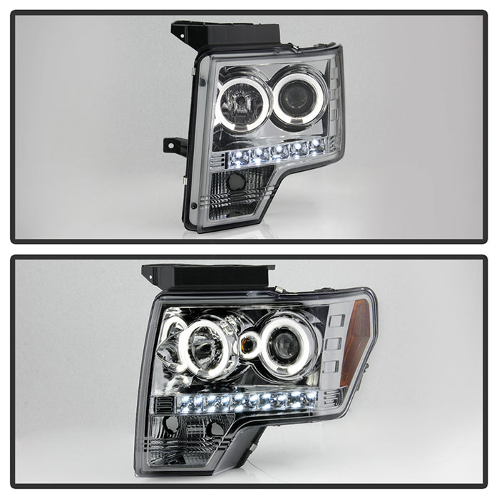 Spyder Ford F150 09-14 Projector Headlights Halogen Model- LED Halo LED Smke PRO-YD-FF15009-HL-SM 5010254