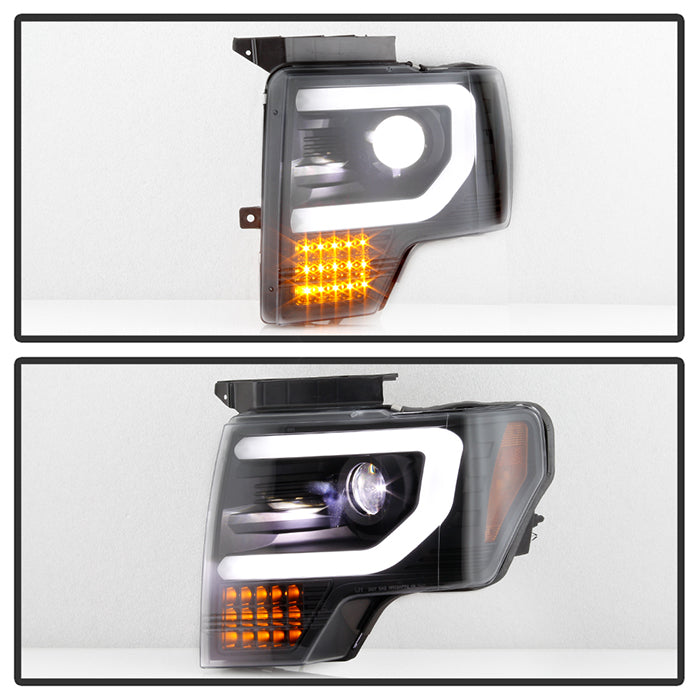 Spyder Ford F150 09-14 Halogen Light Bar Projector Headlights Black PRO-YD-FF15009PL-SEQ-BK 5087560