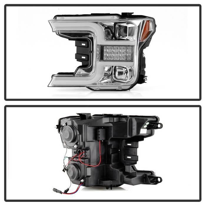 Spyder Signature Ford F150 18-19 (Halogen Model) Proj. Headlights - Chrome (PRO-YD-FF15018-LBSEQ-C) 5086631