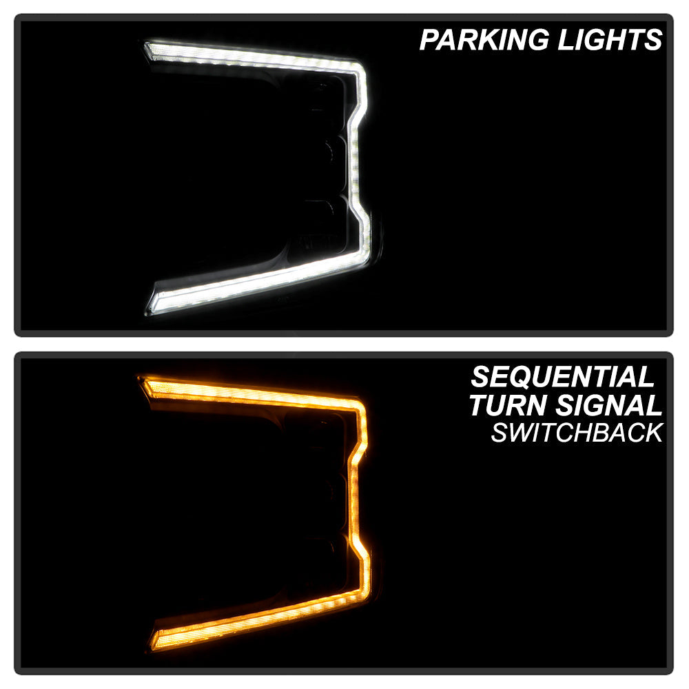 SPYDER 18-20 Ford F-150 Headlights - Halogen Model Only - DRL LED - Black PRO-YD-FF15018HALAP-SEQ-BK 5088475