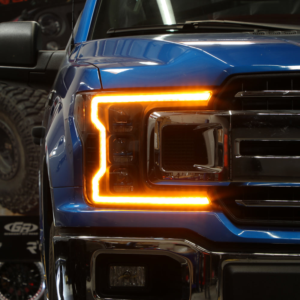 SPYDER 18-20 Ford F-150 Headlights - Halogen Model Only - DRL LED - Black PRO-YD-FF15018HALAP-SEQ-BK 5088475