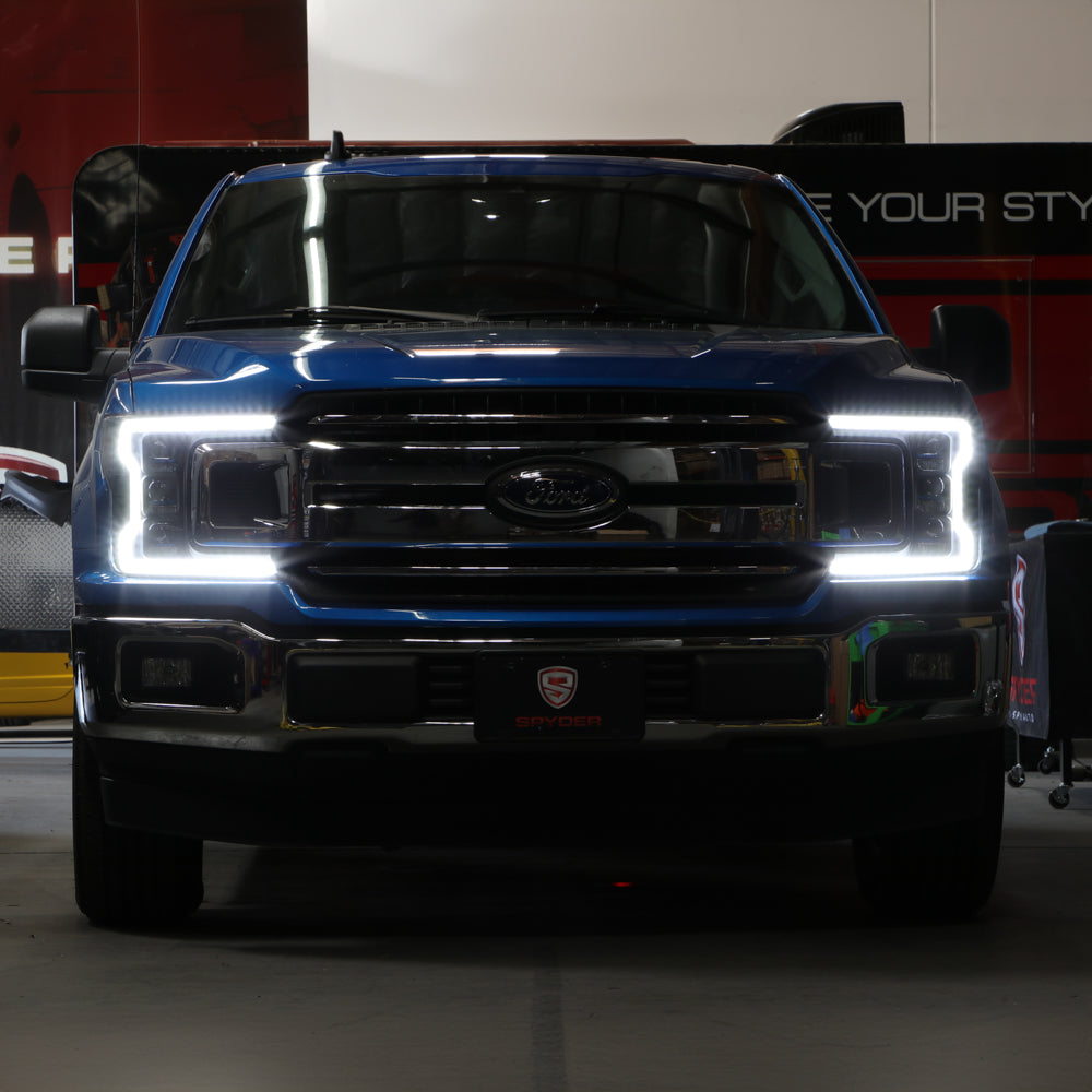 SPYDER 18-20 Ford F-150 Headlights - Halogen Model Only - DRL LED - Black PRO-YD-FF15018HALAP-SEQ-BK 5088475