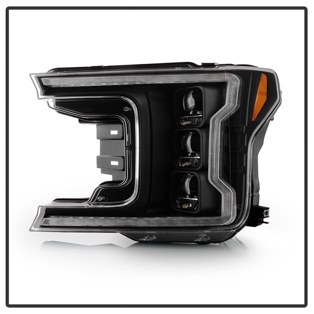 SPYDER 18-20 Ford F-150 Headlights - Halogen Model Only - DRL LED - Black PRO-YD-FF15018HALAP-SEQ-BK 5088475
