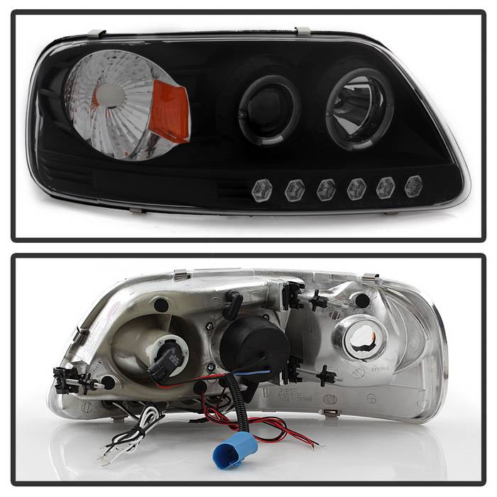 Spyder Ford F150 97-03 Projector - LED Halo Amber Reflctr LED Blk Smke PRO-YD-FF15097-1P-AM-BSM 5078445