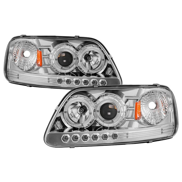 Spyder Ford F150 97-0 Projector - LED Halo Amber Reflctr LED Chome PRO-YD-FF15097-1P-AM-C 5010278