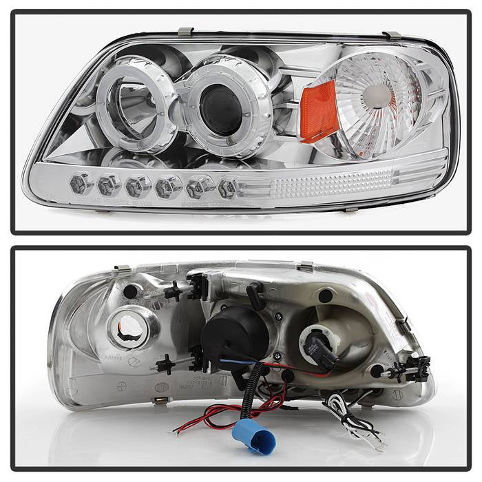 Spyder Ford F150 97-0 Projector - LED Halo Amber Reflctr LED Chome PRO-YD-FF15097-1P-AM-C 5010278