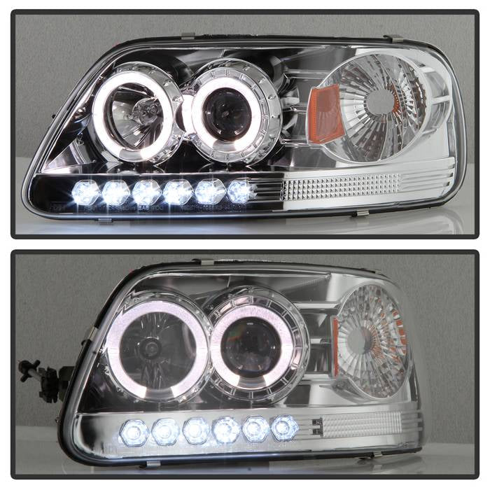 Spyder Ford F150 97-0 Projector - LED Halo Amber Reflctr LED Chome PRO-YD-FF15097-1P-AM-C 5010278