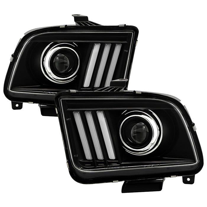 Spyder 05-08 Ford Mustang Projector Headlights V2 w/ LED DRL - Black (PRO-YD-FM05V2-DRL-BK) 5083876
