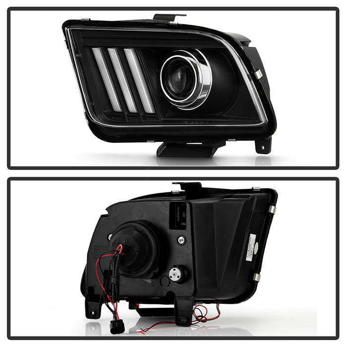 Spyder 05-08 Ford Mustang Projector Headlights V2 w/ LED DRL - Black (PRO-YD-FM05V2-DRL-BK) 5083876
