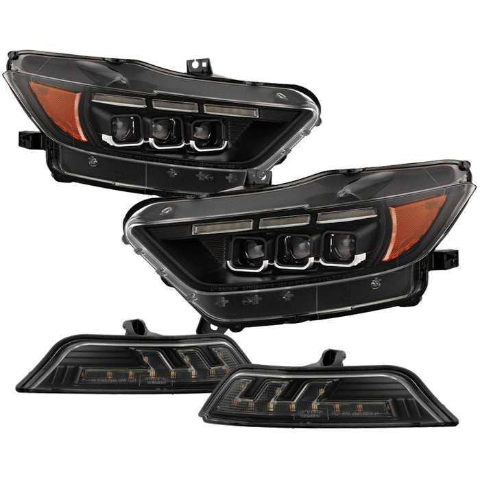 SPYDER 15-17 Ford Mustang LED Headlights - Black (PRO-YD-FM15AP-GRSB-SET-BK) 5089335
