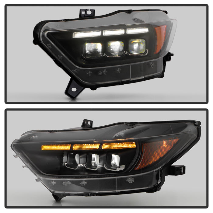 SPYDER 15-17 Ford Mustang LED Headlights - Black (PRO-YD-FM15AP-GRSB-SET-BK) 5089335