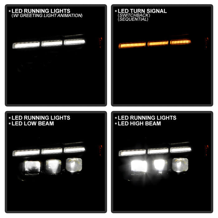 SPYDER 15-17 Ford Mustang LED Headlights - Black (PRO-YD-FM15AP-GRSB-SET-BK) 5089335