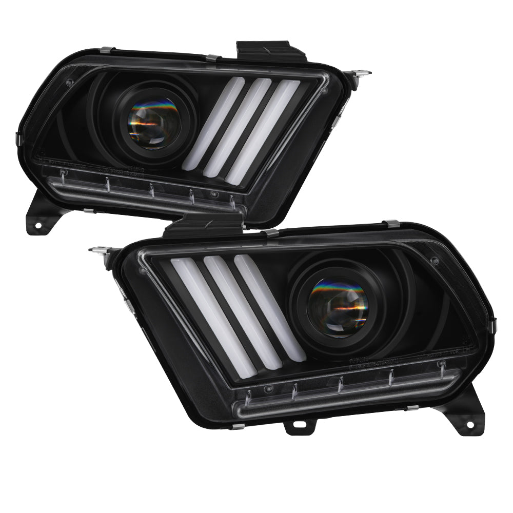 Spyder 10-13 Ford Mustang - Halogen - Projector Headlights - LED Signals -Black (PRO-YD-FM2010V2-BK) 5085429