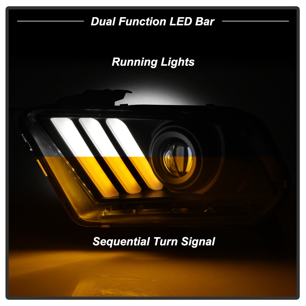 Spyder 10-13 Ford Mustang - Halogen - Projector Headlights - LED Signals -Black (PRO-YD-FM2010V2-BK) 5085429