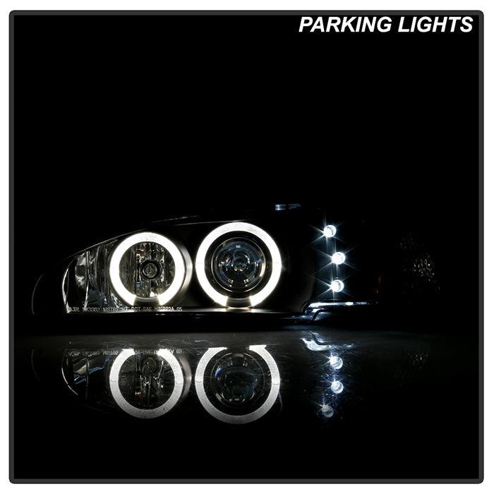 Spyder Ford Mustang 94-98 1PC Projector LED Halo Amber Reflctr LED Blk Low H3 PRO-YD-FM94-1PC-AM-BK 5010391