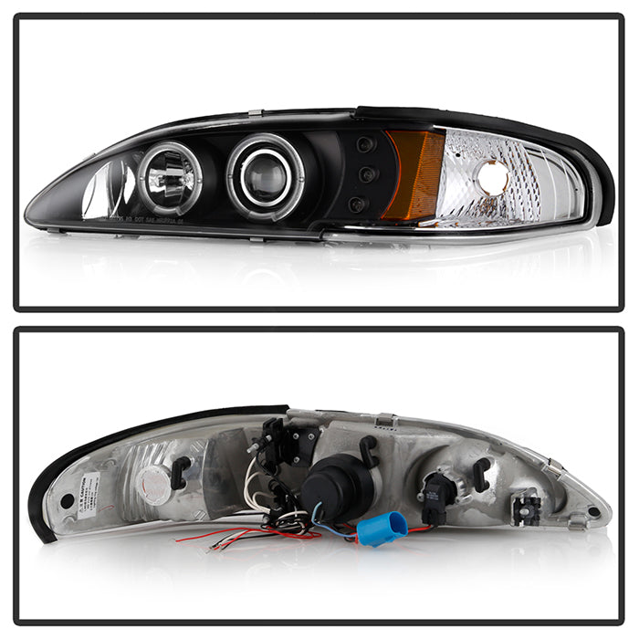 Spyder Ford Mustang 94-98 1PC Projector LED Halo Amber Reflctr LED Blk Low H3 PRO-YD-FM94-1PC-AM-BK 5010391