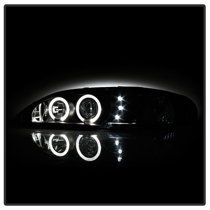 Spyder Ford Mustang 94-98 1PC Projector LED Halo Amber Reflctr LED Blk Low H3 PRO-YD-FM94-1PC-AM-BK 5010391
