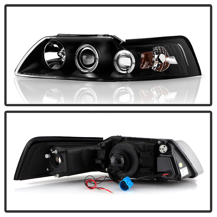 Spyder Ford Mustang 99-04 Projector Headlights LED Halo Black High H1 Low H1 PRO-YD-FM99-1PC-AM-BK 5010445