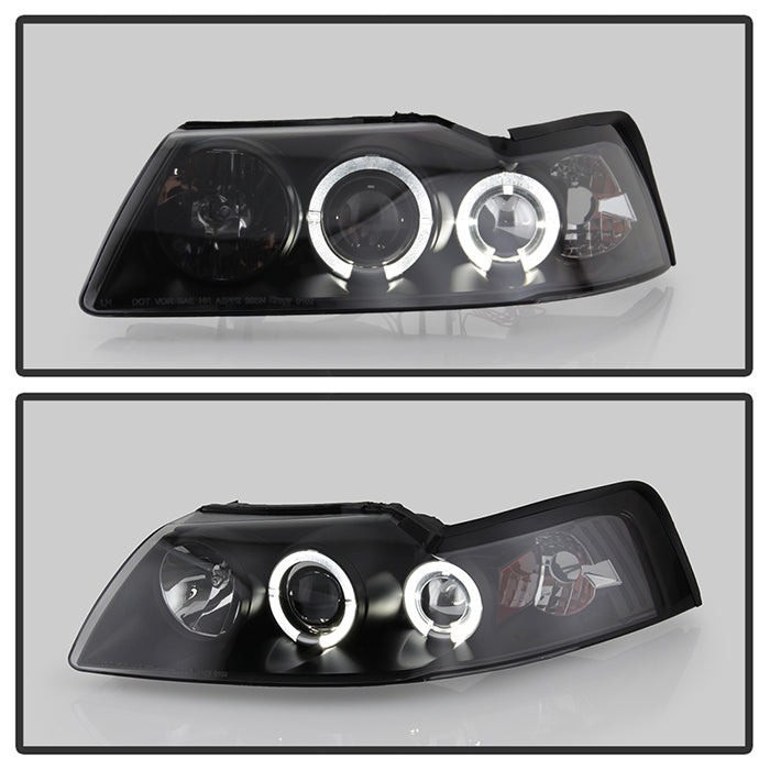 Spyder Ford Mustang 99-04 Projector Headlights LED Halo Black High H1 Low H1 PRO-YD-FM99-1PC-AM-BK 5010445